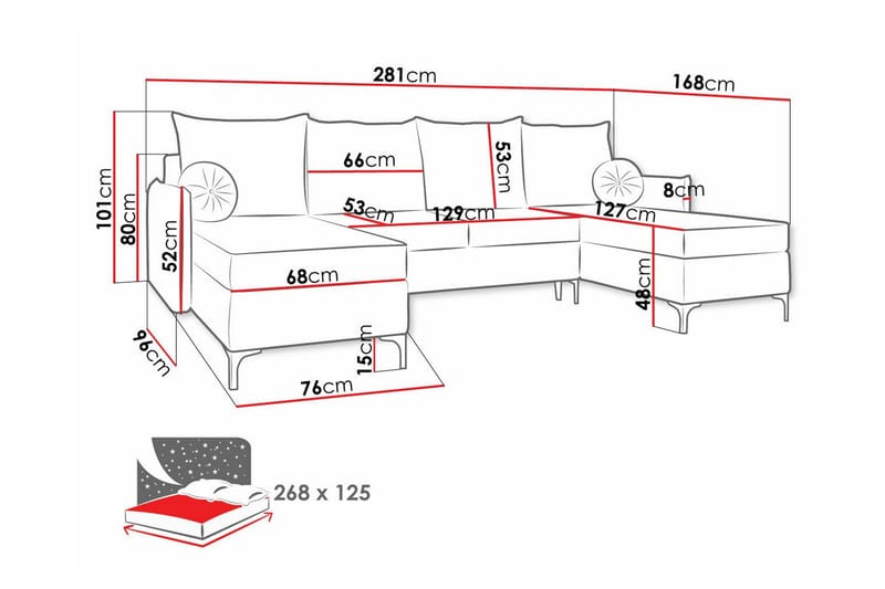 Knocklong 4-sits Hörnbäddsoffa - Grå - Bäddsoffa - Hörnbäddsoffa