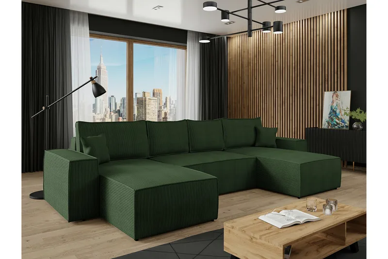 Knocklong 4-sits Hörnbäddsoffa - Grön - Möbler - Soffa - Bäddsoffa