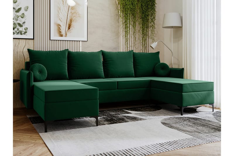 Knocklong 4-sits Hörnbäddsoffa - Grön - Möbler - Soffa - Bäddsoffa