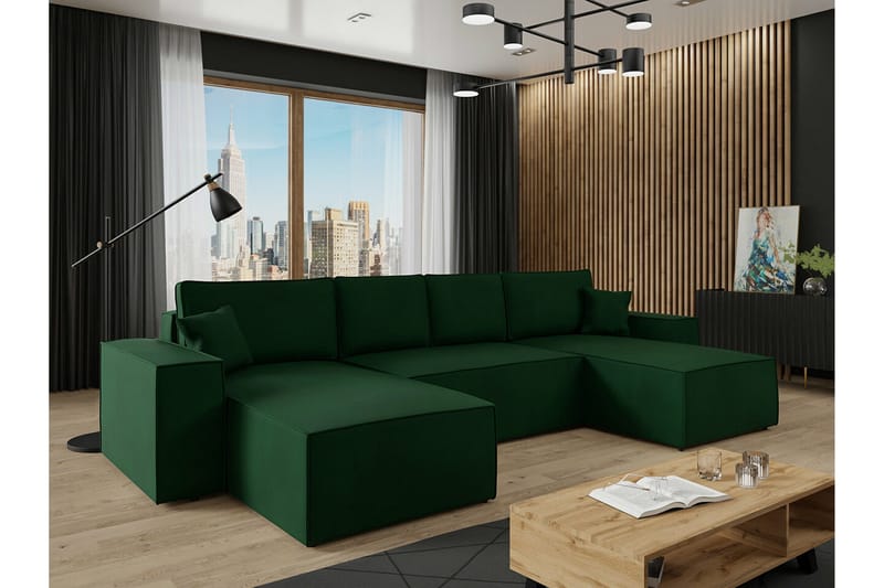 Knocklong 4-sits Hörnbäddsoffa - Grön - Möbler - Soffa - Bäddsoffa