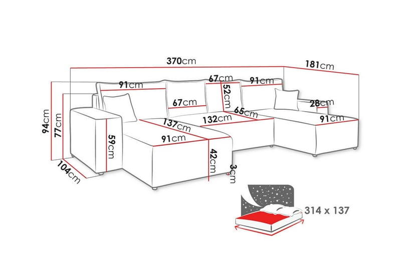 Knocklong 4-sits Hörnbäddsoffa - Grön - Bäddsoffa - Hörnbäddsoffa