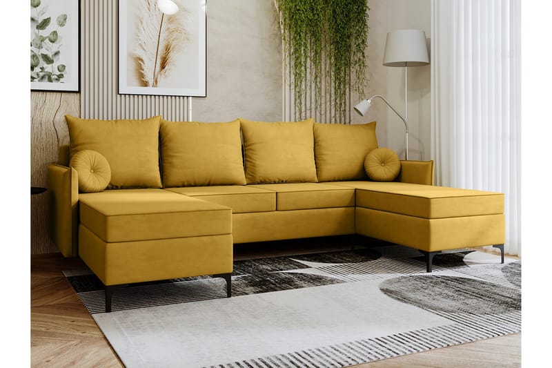 Knocklong 4-sits Hörnbäddsoffa - Gul - Möbler - Soffa - Bäddsoffa