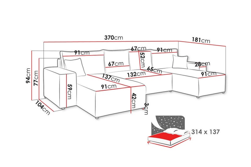 Knocklong 4-sits Hörnbäddsoffa - Gul - Bäddsoffa - Hörnbäddsoffa