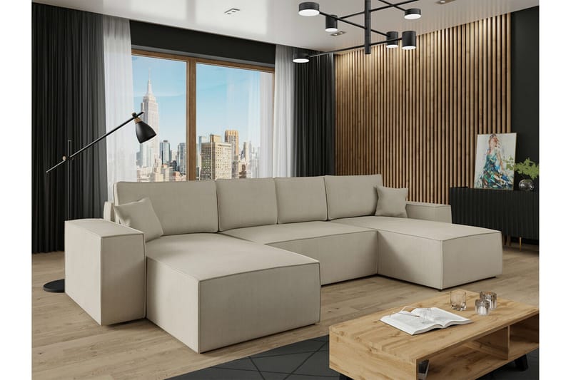 Knocklong 4-sits Hörnbäddsoffa - Ljusbrun - Möbler - Soffa - Bäddsoffa