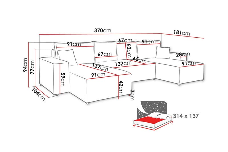 Knocklong 4-sits Hörnbäddsoffa - Ljusbrun - Möbler - Soffa - Bäddsoffa