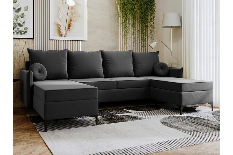 Knocklong 4-sits Hörnbäddsoffa - Mörkgrå - Möbler - Soffa - Bäddsoffa