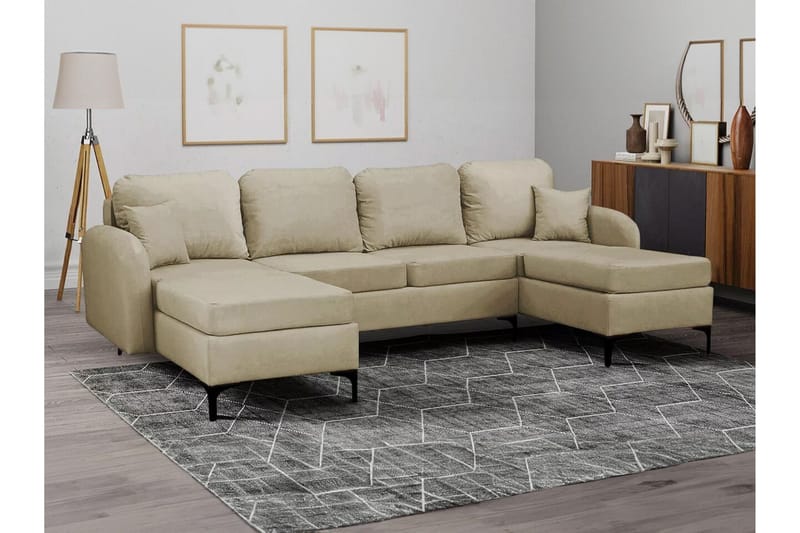 Knocklong 4-sits Hörnbäddsoffa NO_BRAND beige - Möbler - Soffa - Bäddsoffa