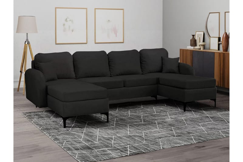 Knocklong 4-sits Hörnbäddsoffa NO_BRAND Black - Möbler - Soffa - Bäddsoffa