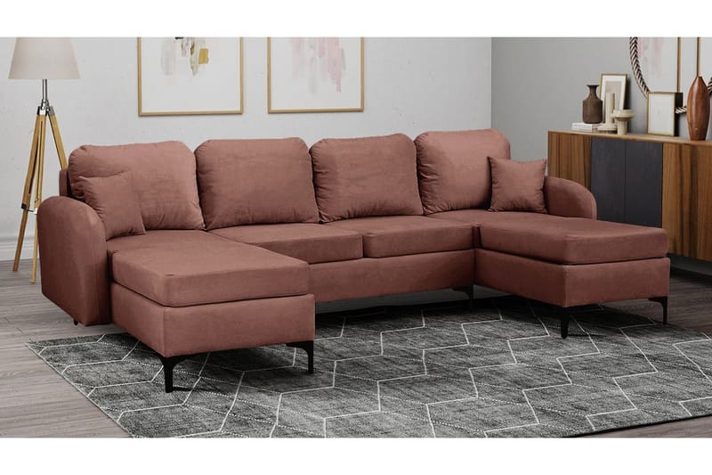 Knocklong 4-sits Hörnbäddsoffa NO_BRAND Brown - Möbler - Soffa - Bäddsoffa