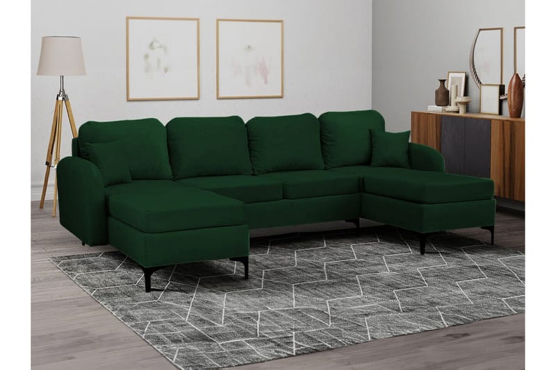 Knocklong 4-sits Hörnbäddsoffa NO_BRAND Dark green - Möbler - Soffa - Bäddsoffa