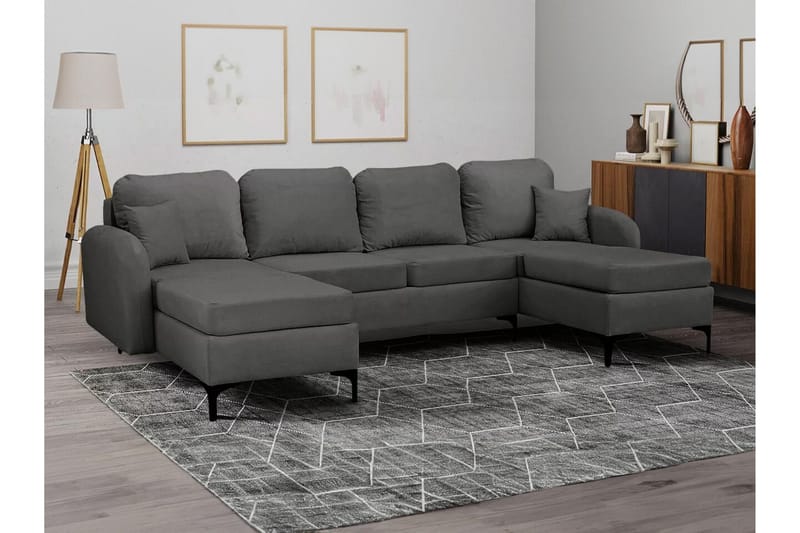 Knocklong 4-sits Hörnbäddsoffa NO_BRAND Dark grey - Möbler - Soffa - Bäddsoffa