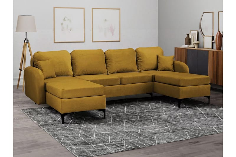 Knocklong 4-sits Hörnbäddsoffa NO_BRAND Yellow-Green - Möbler - Soffa - Bäddsoffa