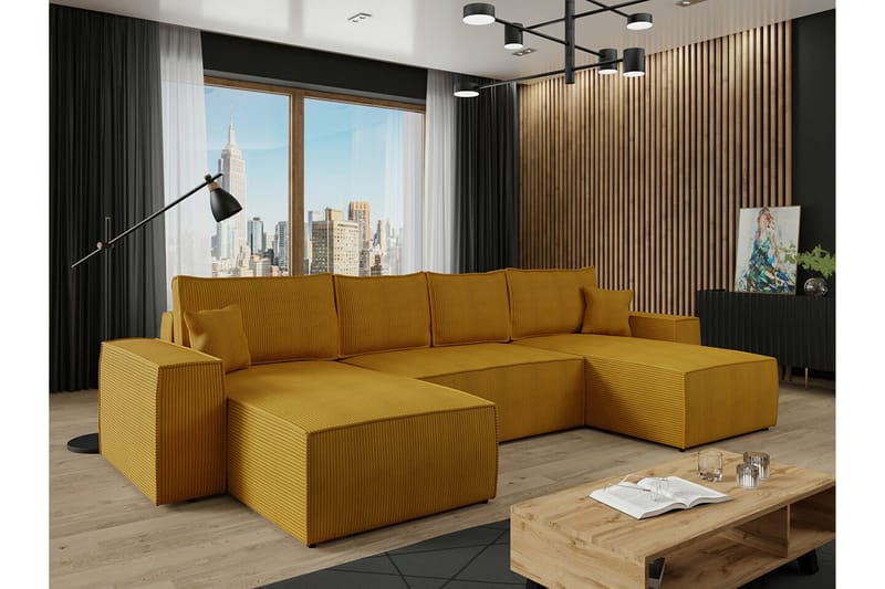 Knocklong 4-sits Hörnbäddsoffa NO_BRAND Yellow - Möbler - Soffa - Bäddsoffa