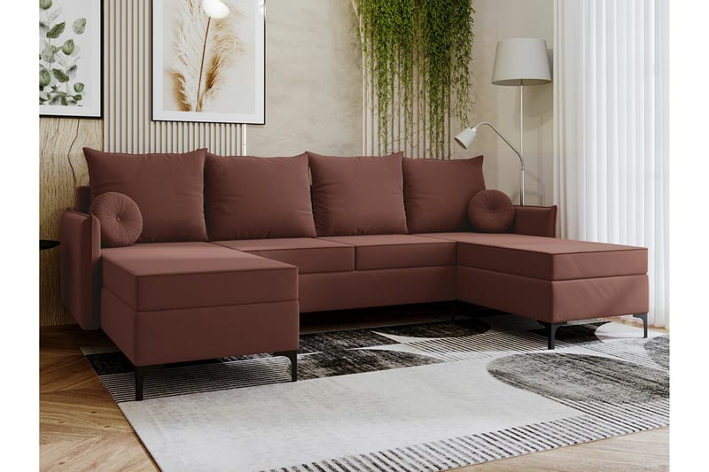 Knocklong 4-sits Hörnbäddsoffa - Rosa - Bäddsoffa - Hörnbäddsoffa