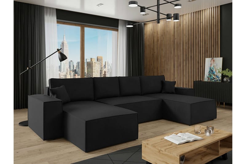 Knocklong 4-sits Hörnbäddsoffa - Svart - Möbler - Soffa - Bäddsoffa