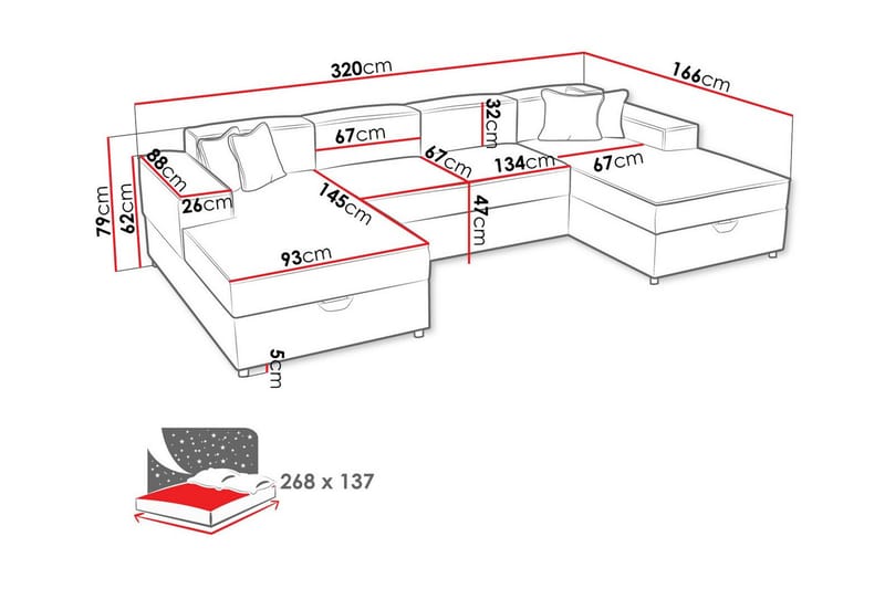 Knocklong 4-sits Hörnbäddsoffa - Bäddsoffa - Hörnbäddsoffa