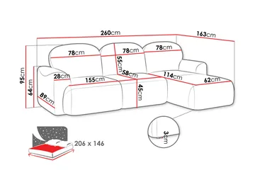 Korfu Bäddsoffa m. Divan 3-sits - Grå - Möbler - Soffa - Bäddsoffa