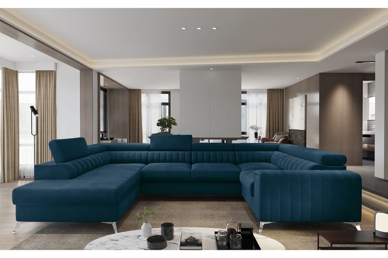 Kotori Hörnbäddsoffa m. Schäslong - Blå - Möbler - Soffa - Bäddsoffa