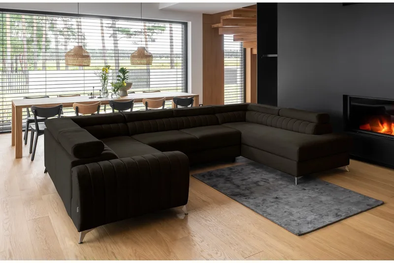 Kotori Hörnbäddsoffa m. Schäslong, Brun