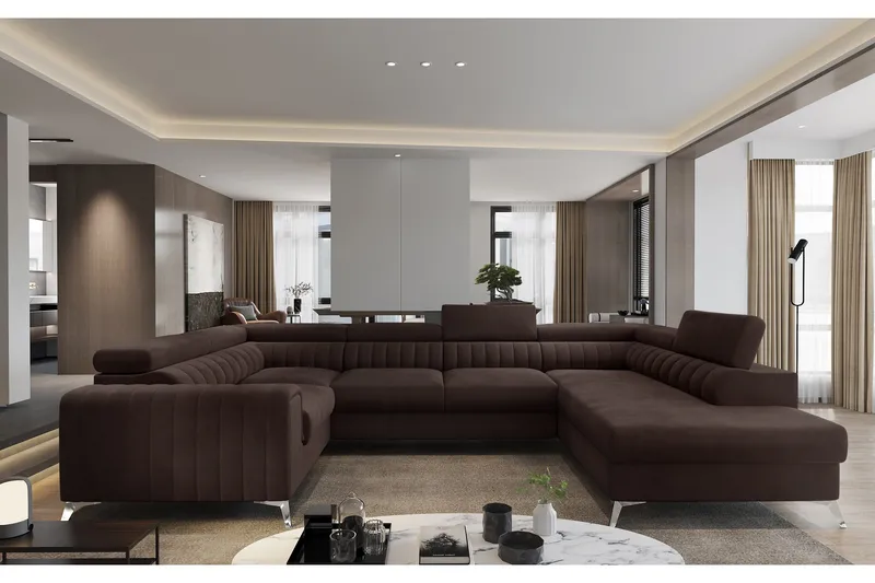 Kotori Hörnbäddsoffa m. Schäslong, Brun