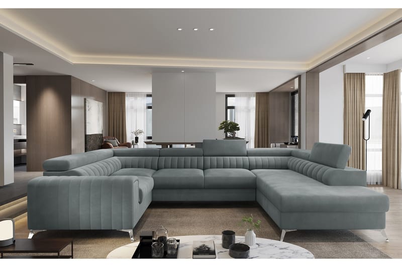 Kotori Hörnbäddsoffa m. Schäslong - Ljusblå - Möbler - Soffa - Bäddsoffa