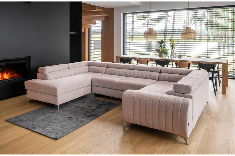 Kotori Hörnbäddsoffa m. Schäslong - Ljusrosa - Möbler - Soffa - Bäddsoffa