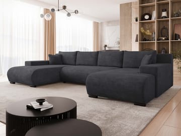 Krysen 4-sits Bäddsoffa med dubbeldivan - svart - Möbler - Soffa - Bäddsoffa