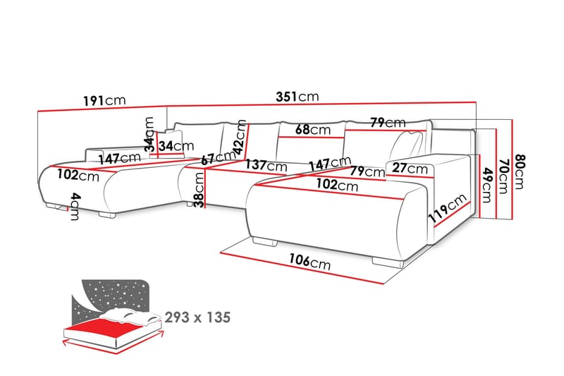 Krysen Bäddsoffa Dubbeldivan 4-sits - Blå - Möbler - Soffa - Bäddsoffa