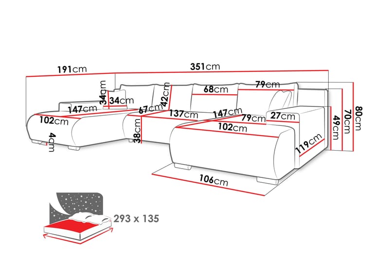 Krysen Bäddsoffa Dubbeldivan 4-sits - Brun - Möbler - Soffa - Bäddsoffa