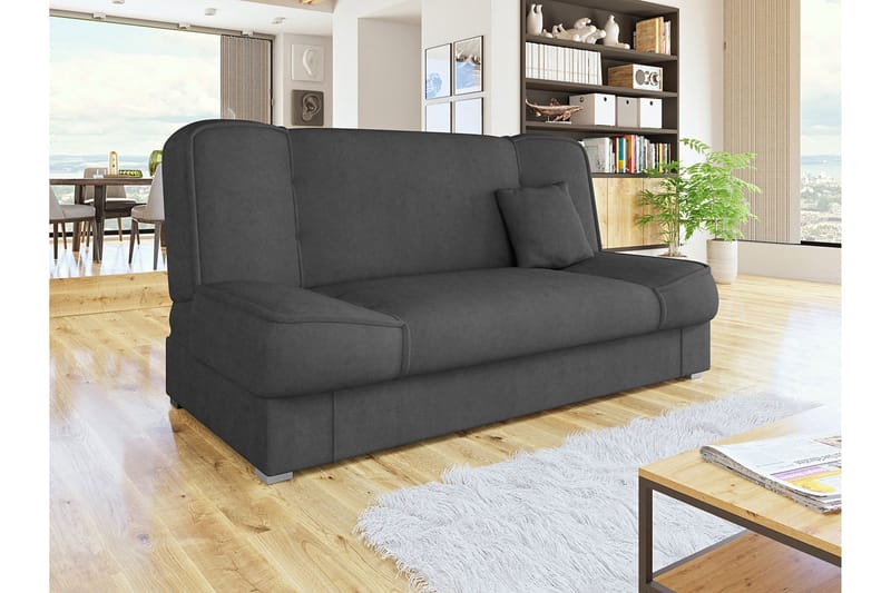 Kuoksu 4-sits Framåtbäddad Bäddsoffa 104x175 cm med Förvaring i Sammet - Grå - Möbler - Soffa - Bäddsoffa