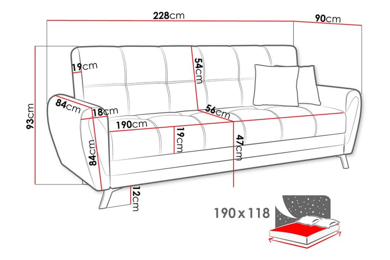 Laterse 3-sits Bäddsoffa - Svart - Möbler - Soffa - Bäddsoffa