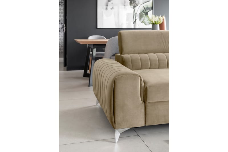 Laurece Bäddsoffa 3-sits - Beige - Bäddsoffa - Bäddsoffa 3 sits - Sammetssoffa