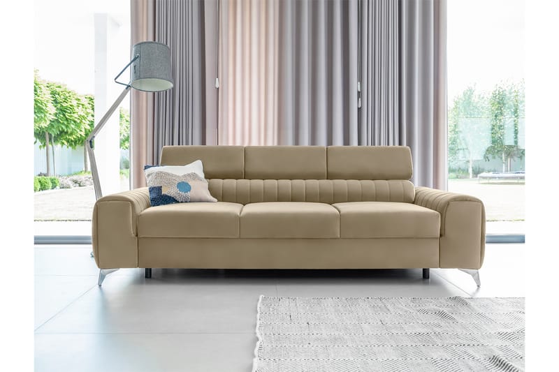 Laurece Bäddsoffa 3-sits - Beige - Bäddsoffa - Bäddsoffa 3 sits - Sammetssoffa