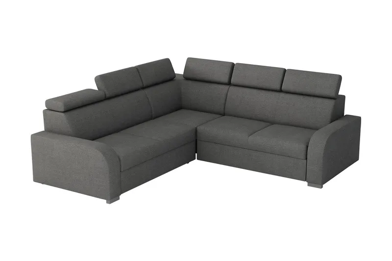 Lavona 4-sits L-formad Bäddsoffa 130x190 cm Bäddbar med Förvaring i Tyg, Grå