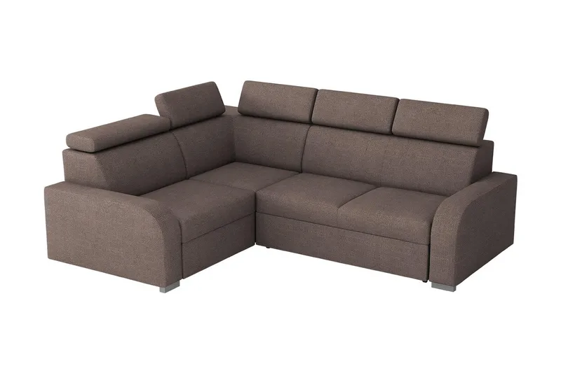 Lavona 4-sits Vänster L-formad Bäddsoffa Bäddbar med Förvaring i Tyg, Brun