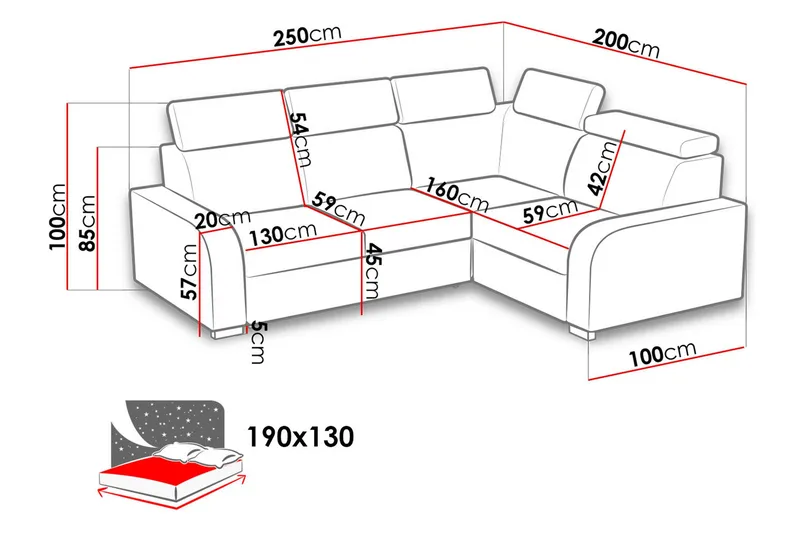 Lavona Bäddhörnsoffa Vändbar - Grå - Möbler - Soffa - Bäddsoffa