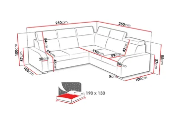 Lavona Bäddhörnsoffa Vändbar LED-belysning - Brun - Möbler - Soffa - Bäddsoffa