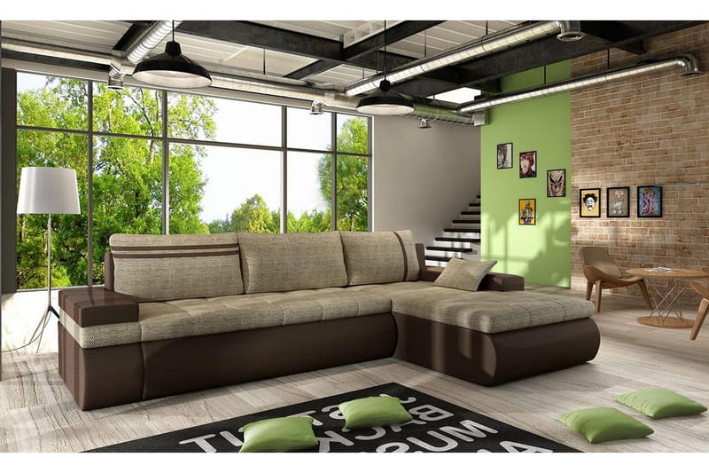Lavona Divanbäddsoffa Höger - Beige/Grå - Möbler - Soffa - Bäddsoffa