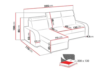 Lavona Divansoffa Vändbar - Grå - Möbler - Soffa - Bäddsoffa