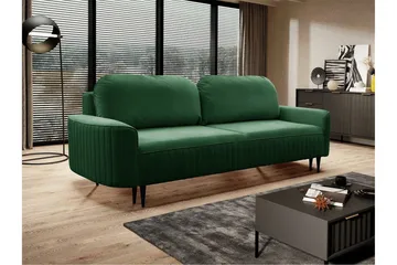 Laytown 2-sits Längsbäddad Bäddsoffa 140x200 cm med Förvaring i Sammet - Grön - Möbler - Soffa - Bäddsoffa