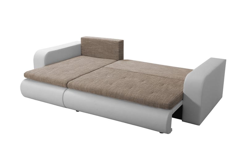 Lecanto 3-sits Bäddsoffa med Divan - Konstläder/Grå/Vit - Bäddsoffa - Bäddsoffa divan - Skinnsoffor