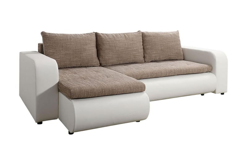 Lecanto Hörnbäddsoffa, Vit/Beige
