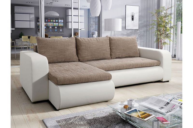Lecanto Hörnbäddsoffa - Vit/Beige - Möbler - Soffa - Bäddsoffa