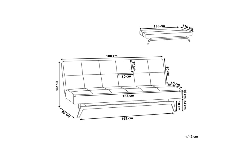 Leeds Bäddsoffa 188 cm - Flerfärgad - Möbler - Soffa - Bäddsoffa