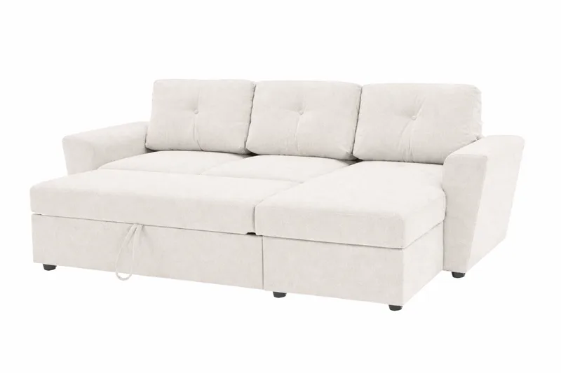 Leia 3-sits vändbar Bäddsoffa med divan och förvaring - Beige - Möbler - Soffa - Bäddsoffa