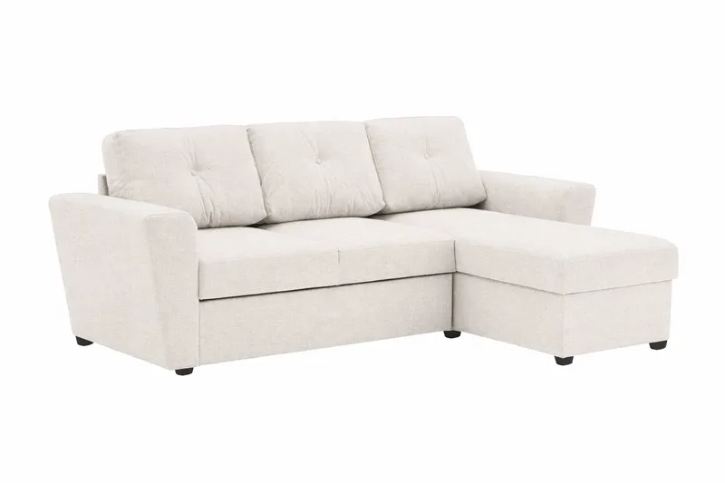 Leia 3-sits vändbar Bäddsoffa med divan och förvaring - Beige - Möbler - Soffa - Bäddsoffa