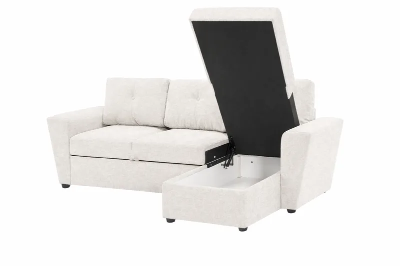 Leia 3-sits vändbar Bäddsoffa med divan och förvaring - Beige - Möbler - Soffa - Bäddsoffa