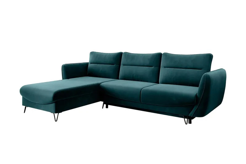 Lence Bäddsoffa m. Divan Förvaring, Blå/Grön