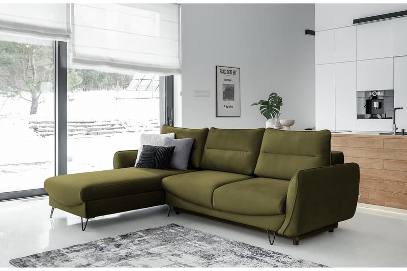 Lence Bäddsoffa m. Divan Förvaring - Grön - Bäddsoffa - Bäddsoffa divan