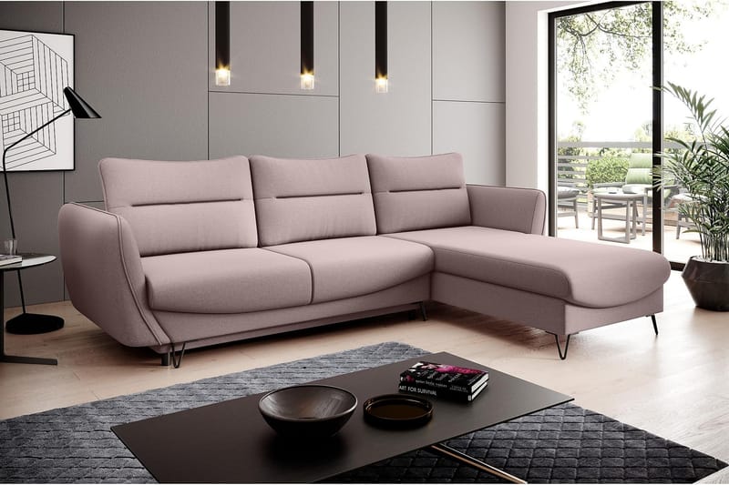 Lence Bäddsoffa m. Divan Förvaring - Ljusrosa - Möbler - Soffa - Bäddsoffa
